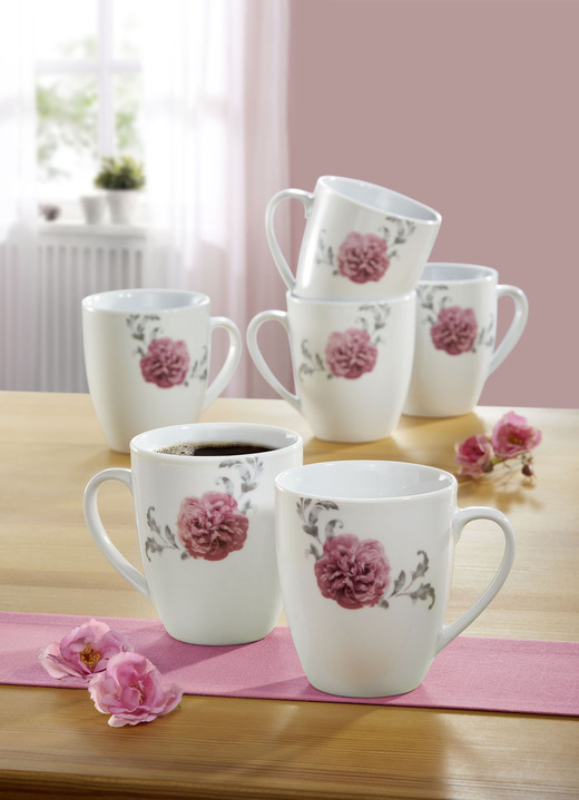 Gläser & Geschirr - Kaffee-Service, 18-teilig «Como», in Farbe PINK-GRAU, in Ausführung Kaffeebecher 6er-Set Ansicht 1