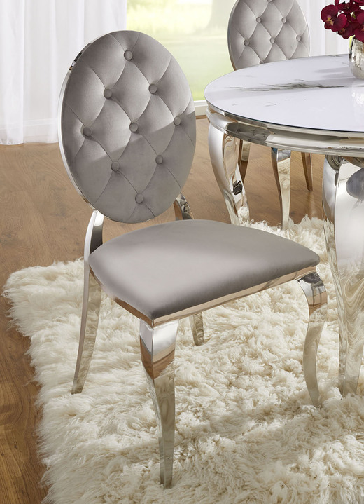 Sitzmöbel - Stühle mit Schaumstoff-Polsterung, 2er-Set, in Farbe CHROM-GRAU Ansicht 1