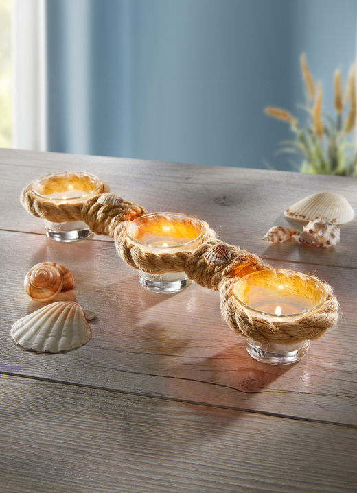 Wohnaccessoires - Teelichthalter mit 3 Glasschälchen, in Farbe NATUR Ansicht 1