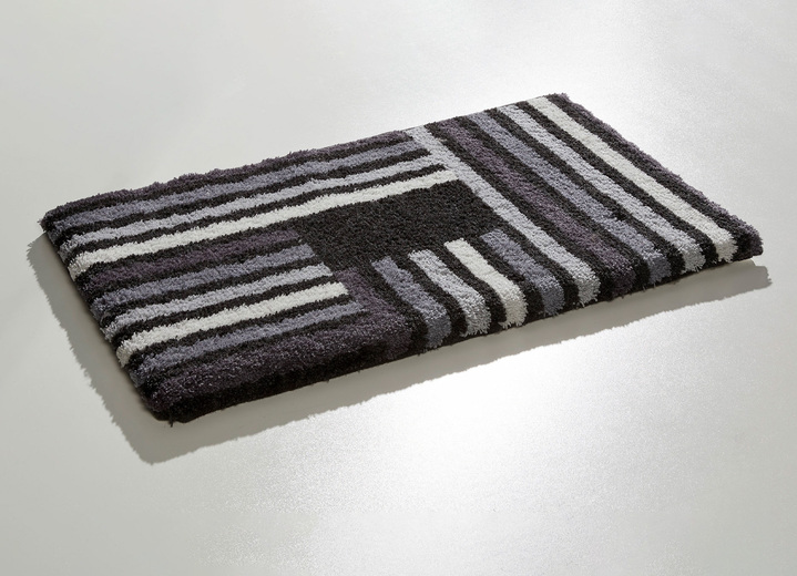 Badgarnituren - Badvorleger mit rutschhemmender Rückseite von Grund, in Größe 100 (Vorleger halbrund, 50/ 80 cm) bis 112 (WC-Deckelbezug, 47/ 50 cm), in Farbe GRAU Ansicht 1