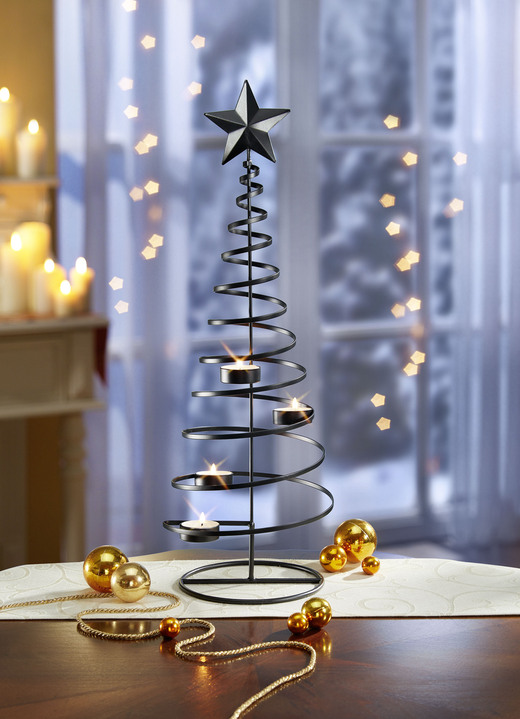 - Teelichthalter Baum, in Farbe SCHWARZ