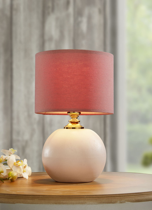 Lampen & Leuchten - Keramik-Tischlampe mit Textillampenschirm, in Farbe ROSA Ansicht 1