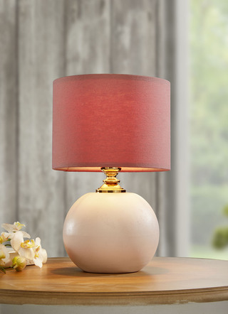 Keramik-Tischlampe mit Textillampenschirm
