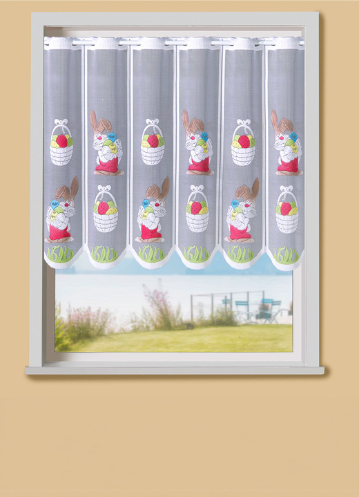 Landhaus & Küche - Handcolorierter Kurzvorhang mit Stangendurchzug, in Größe 856 (H 60xB 90 cm) bis 894 (H100xB150 cm), in Farbe BUNT