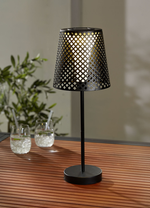 Solarlampen - Solarleuchte mit Schirm aus Metallgeflecht, in Farbe SCHWARZ