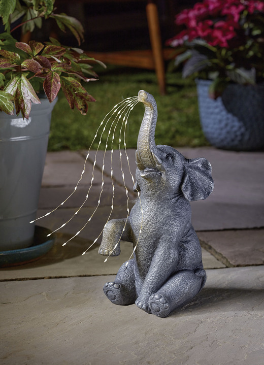 Gartenmöbel - Solar-Deko «Elefant», in Farbe GRAU