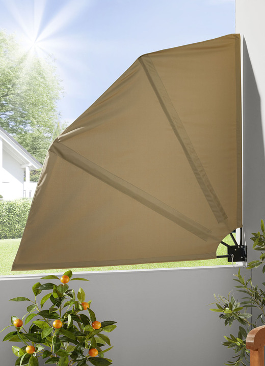 Sichtschutz und Sonnenschutz - Strapazierfähiger Balkonfächer, in Farbe TAUPE Ansicht 1