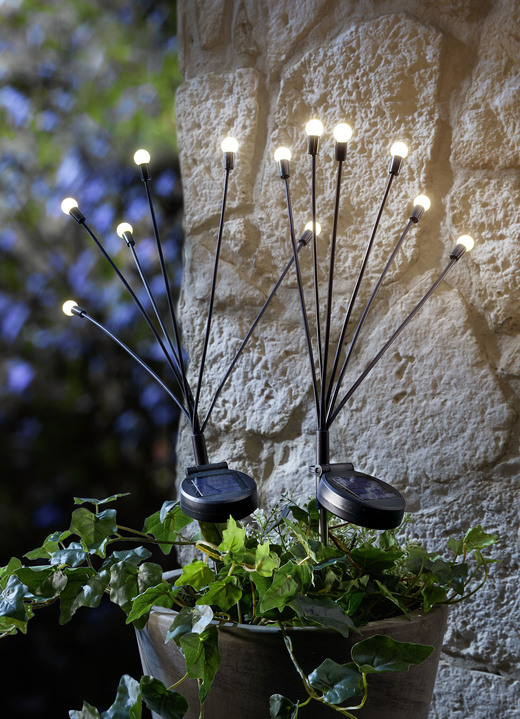 Solarlampen - Solarstecker Glühwürmchen, 2er-Set, in Farbe SCHWARZ
