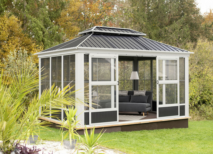 Pavillons - Pavillon Olan aus pulverbeschichtetem Aluminium, in Farbe BEIGE Ansicht 1