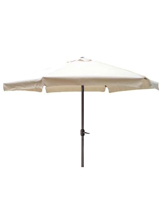 Sichtschutz und Sonnenschutz - Sonnenschirm mit robustem Aluminiumgestell, in Farbe BEIGE, in Ausführung ø 3 m, mit Volant Ansicht 1