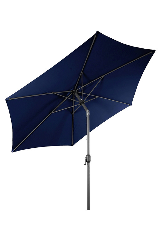 Sichtschutz und Sonnenschutz - Sonnenschirm mit robustem Aluminiumgestell, in Farbe BLAU, in Ausführung ø 2,5 m, knickbar, ohne Volant Ansicht 1