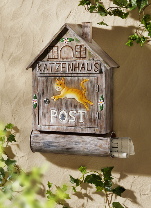 Gartenzubehör - Briefkasten Katzenhaus aus Metall, in Farbe BUNT