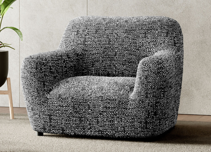 Sessel- & Sofaüberwürfe - Bi-elastische Mikrofaser-Stretchbezüge, in Größe 101 (Sesselbezug) bis 105 (TV-Sessel-Bezug), in Farbe ANTHRAZIT Ansicht 1