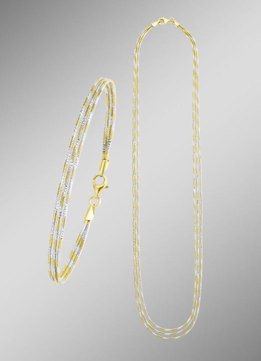 Halsketten & Armbänder - Edles Schmuck-Set in Bicolor, 2-teilig, in Farbe  Ansicht 1