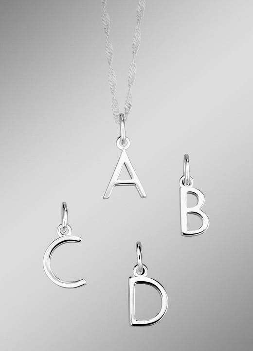 Halsketten & Armbänder - Bezaubernde Buchstaben-Anhänger aus Silber, in Größe 001 bis 026, in Farbe , in Ausführung Buchstabe A Ansicht 1
