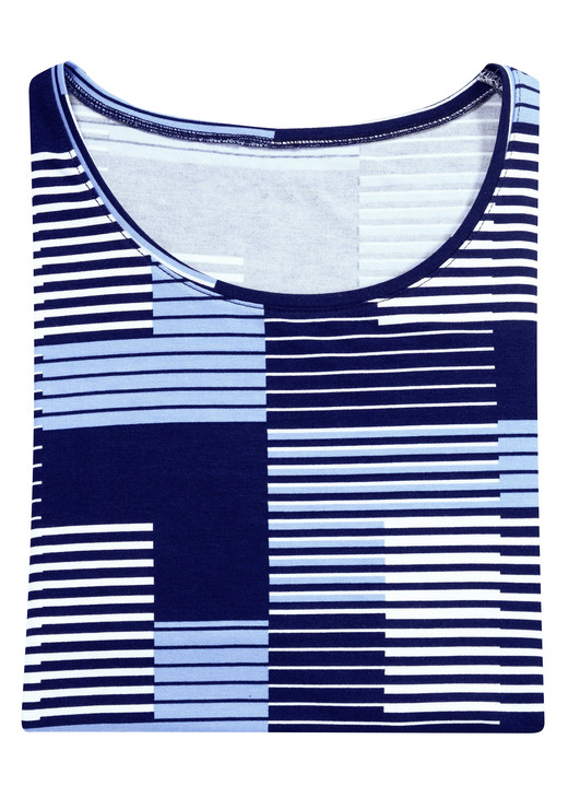 Shirts - Shirt mit Rundhalsausschnitt in 3 Farben, in Größe 036 bis 052, in Farbe MARINE-BLEU-WEISS Ansicht 1