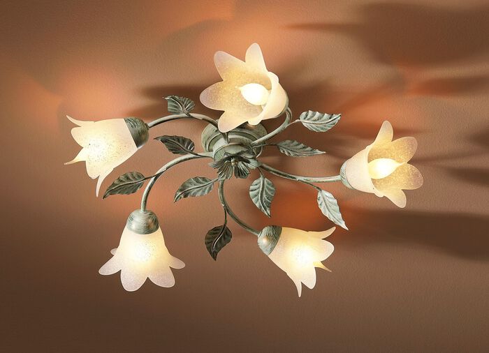 Deckenlampe, 5-flammig, mit Gestell aus Eisen 