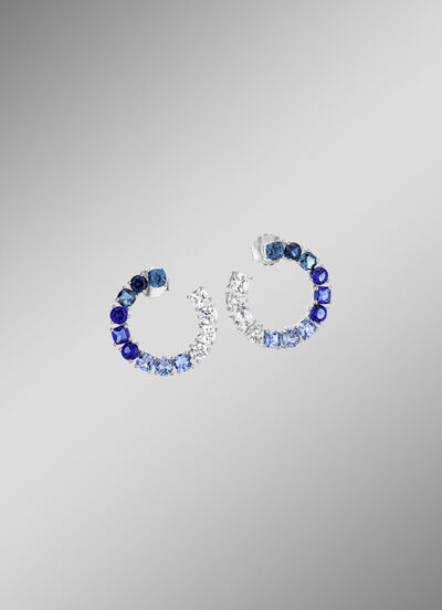 Ohrstecker mit synth. Zirkonia in Weiss und Blautönen 