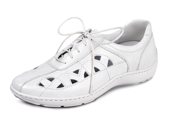 Waldläufer, sommerliche Damen-Schnürschuhe, Weite H, mit herausnehmbarem Fussbett NATURWEISS
