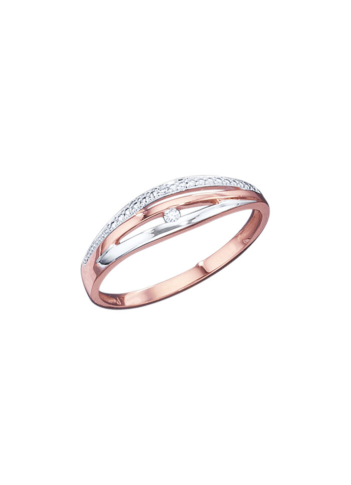 Eleganter Damenring in Bicolor mit Brillanten 