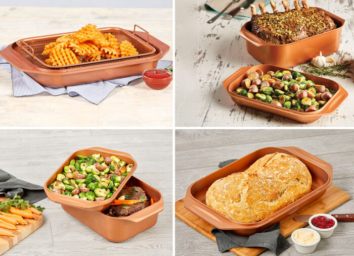 Livington Copperline WonderCooker inkl. Glasdeckel und Gittereinsatz, 