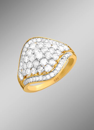 Stark ausgefasster Damenring mit Brillanten 