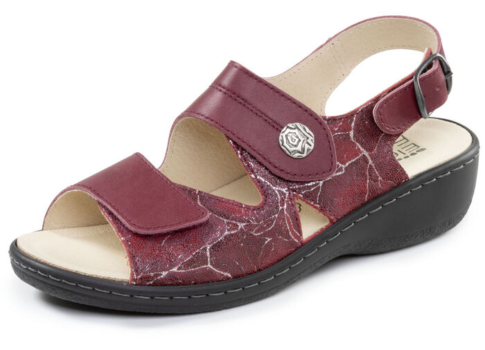 ELENA EDEN, bequeme Damen-Sandalen, Weite H, mit herausnehmbarem Fussbett BORDEAUX