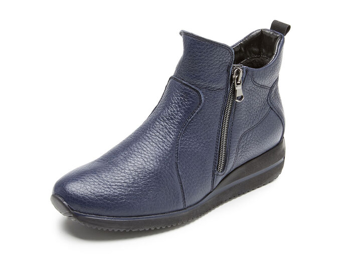 Waldläufer, bequeme Damen-Stiefeletten, Weite H, aus Hirschleder MARINE