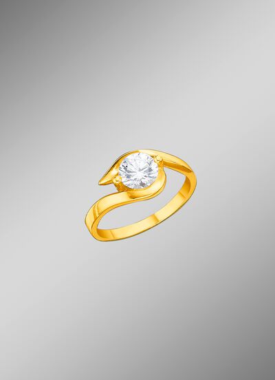 Massiver Damenring mit Zirkonia 