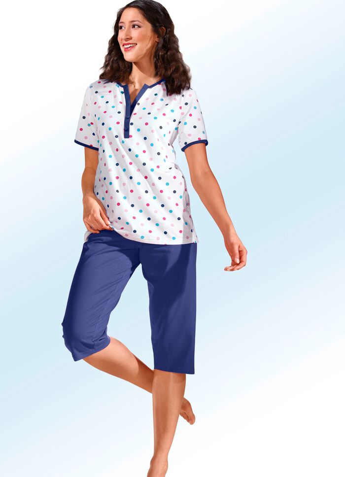 Zweierpack Pyjamas mit P&uuml;nktchen, lang- und kurzarm 