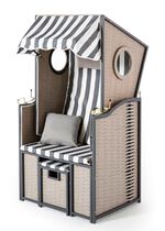 Single-Strandkorb mit 2 Sichtfensern/Bullaugen 