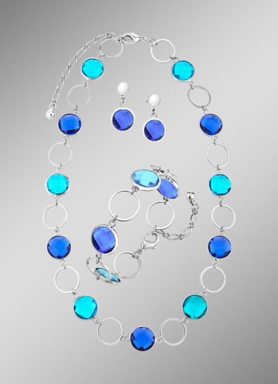 Schmuckset, 3-teilig, mit Kristallsteinen 