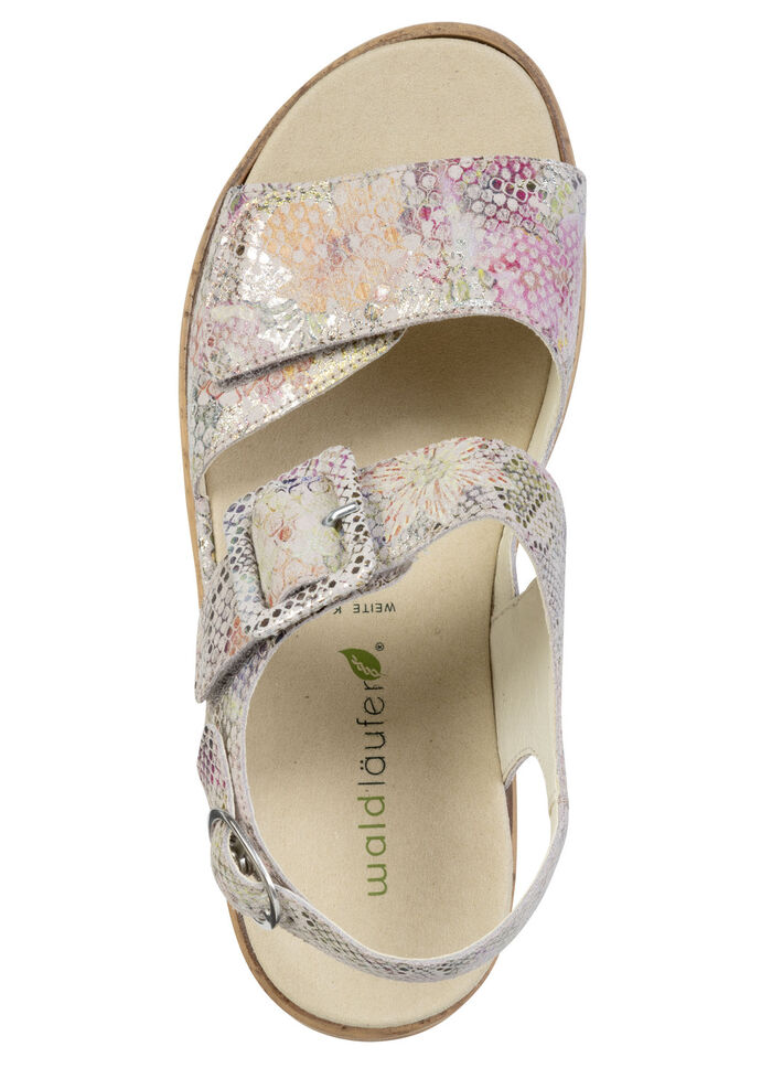 Waldläufer, bequeme Damen-Sandaletten, Weite K, mit herausnehmbarem Fussbett ROSÉ-BUNT