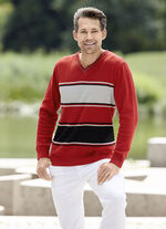 Moderner V-Pullover ROT-GRAU-SCHWARZ
