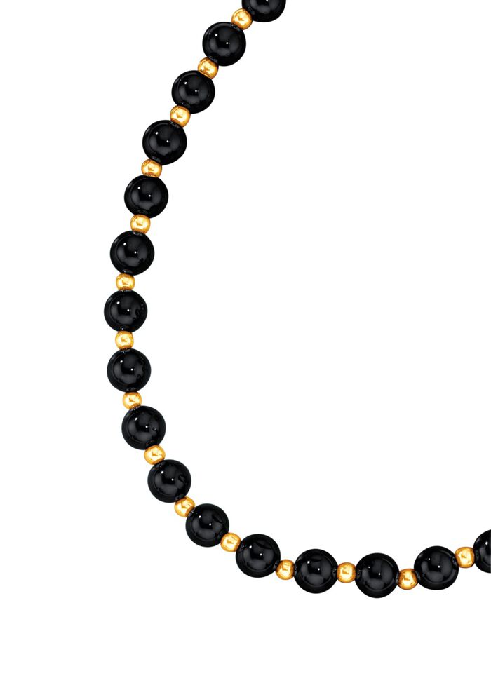 Halskette mit Kugeln in echt Onyx und echt Gold 