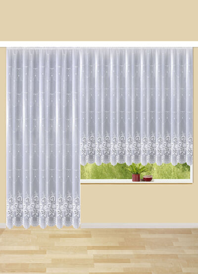 Vorhang mit Plauener Stickerei und Universalschienenband 