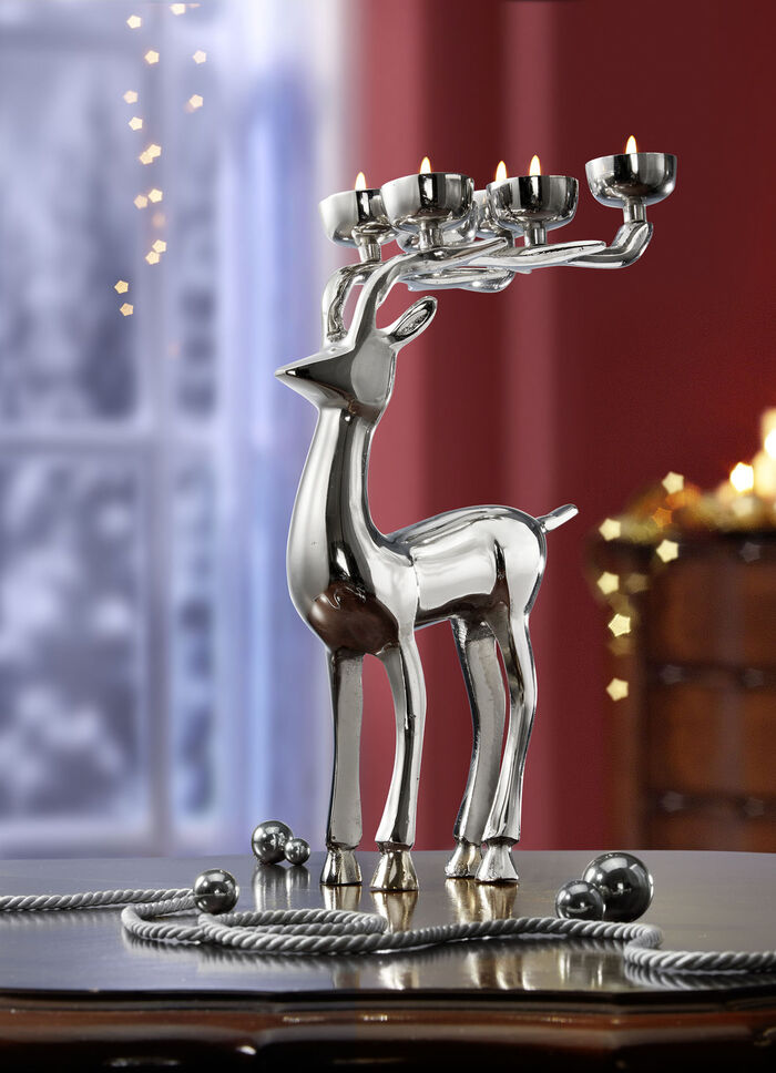 Teelichthalter «Hirsch» SILBER