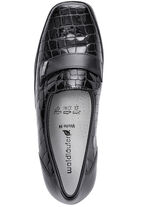 Waldl&auml;ufer Slipper aus krokogepr&auml;gtem Leder SCHWARZ