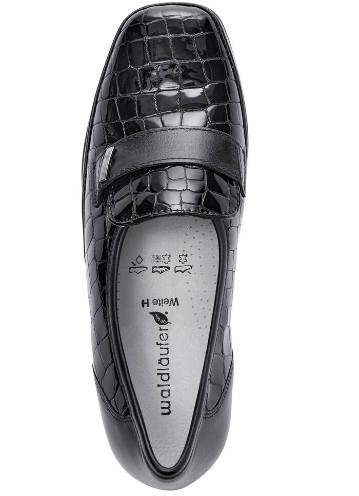 Waldl&auml;ufer Slipper aus krokogepr&auml;gtem Leder SCHWARZ