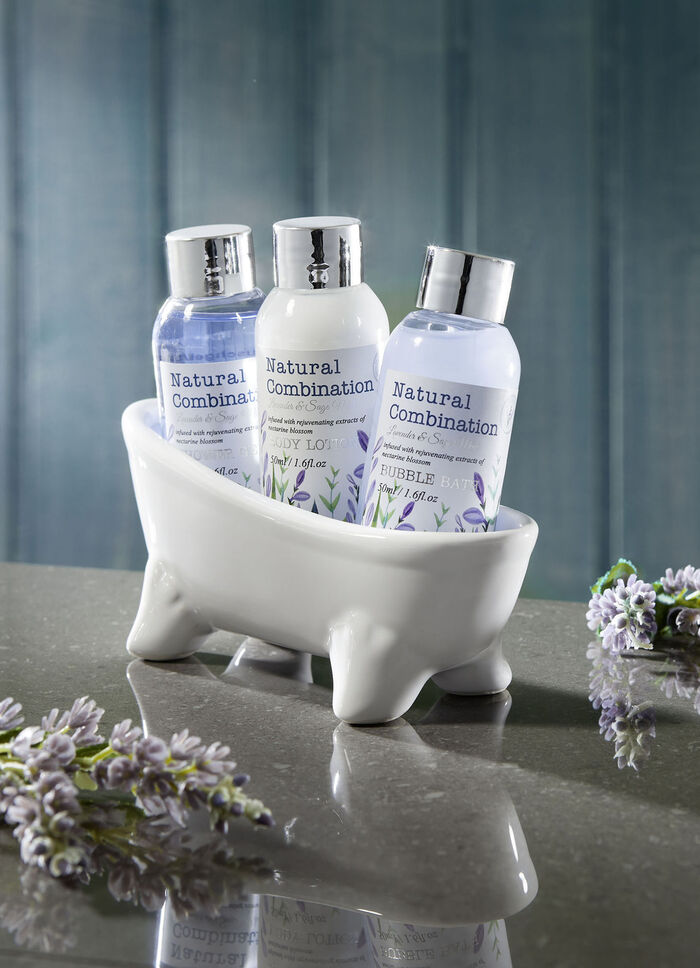 Bade-Set in Duftrichtung Lavendel & Salbei, 4-teilig 