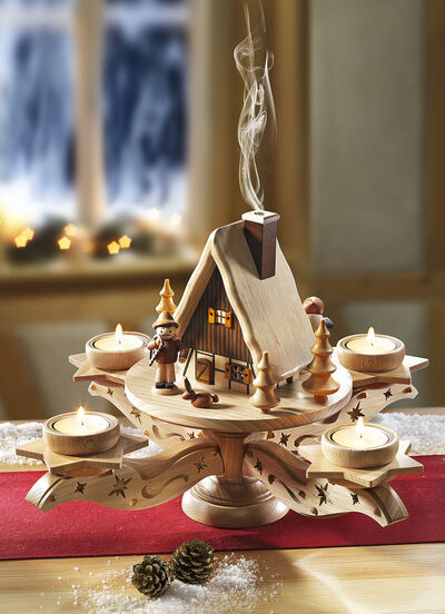 «ZEIDLER» Adventsleuchter mit Rauchhaus 