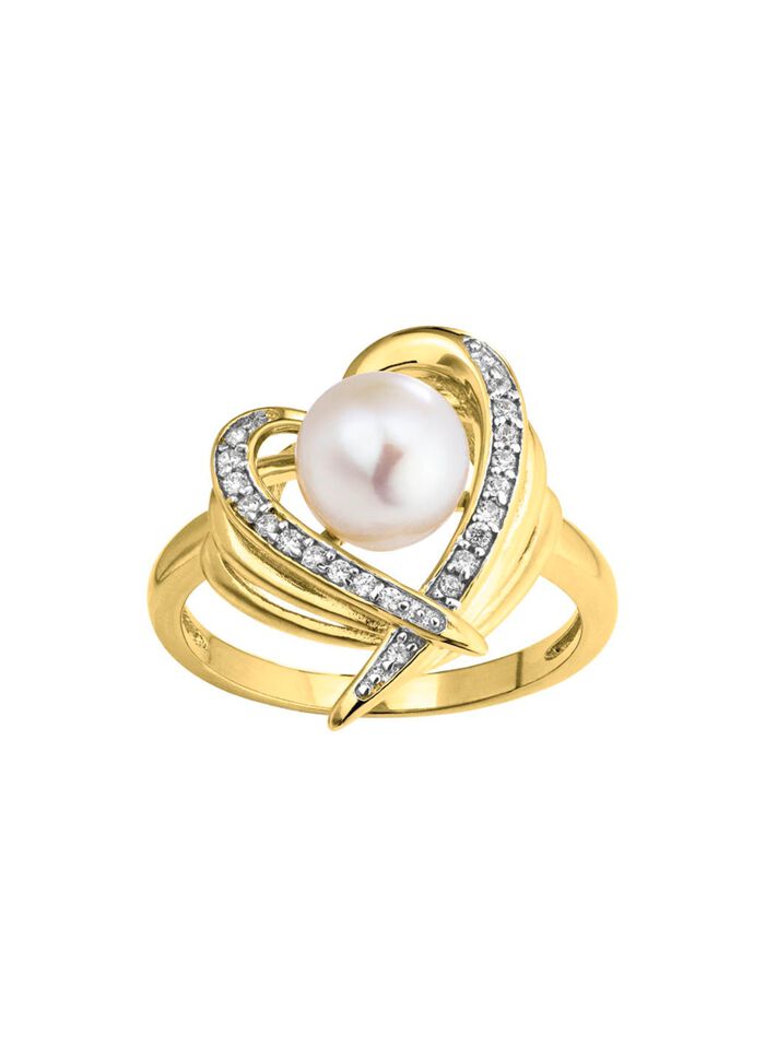 Vergoldeter Damenring mit S&uuml;sswasser-Zuchtperle 