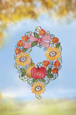 Fensterbild mit Herbstkranz-Motiv 