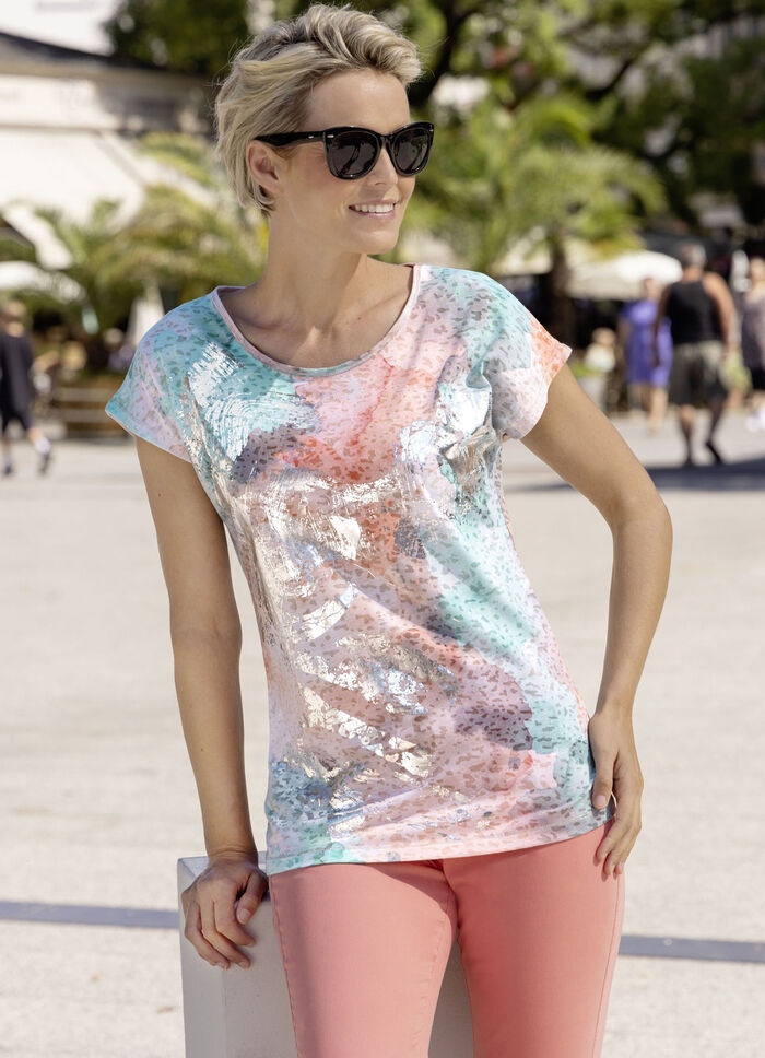 Shirt mit silberfarbenem Foliendruck, 
