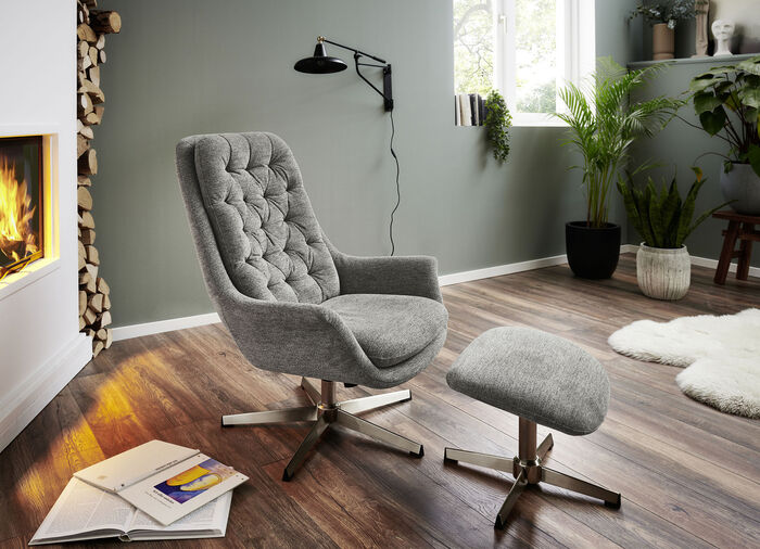Bequemer Relax-Sessel mit Hocker ANTHRAZIT