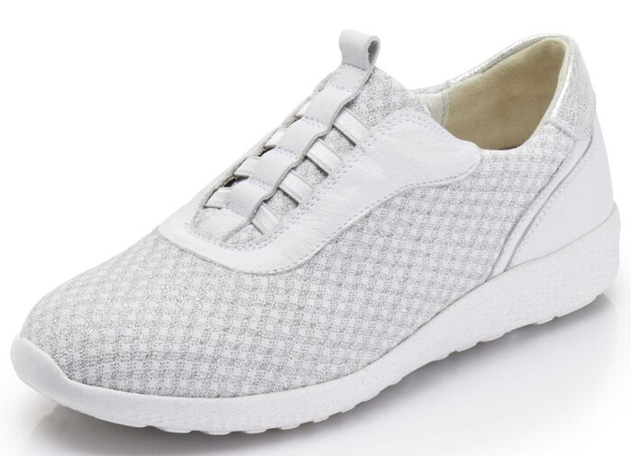 Waldl&auml;ufer Slipper aus edel glitzerndem Textilmaterial WEISS