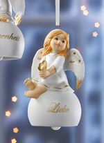 Gl&ouml;ckchen-Aufh&auml;nger mit Engelchen WEISS-GOLD