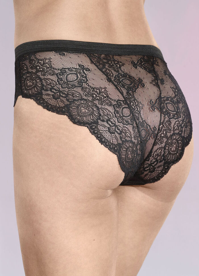 Dreierpack Slips mit zarter Elastikspitze 