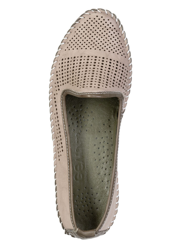 Gemini, sommerliche Damen-Slipper, Weite G, mit herausnehmbarem Fussbett TAUPE-OLIV