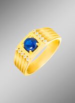 Herrenring mit echt Safir und synthetische Zirkonia 